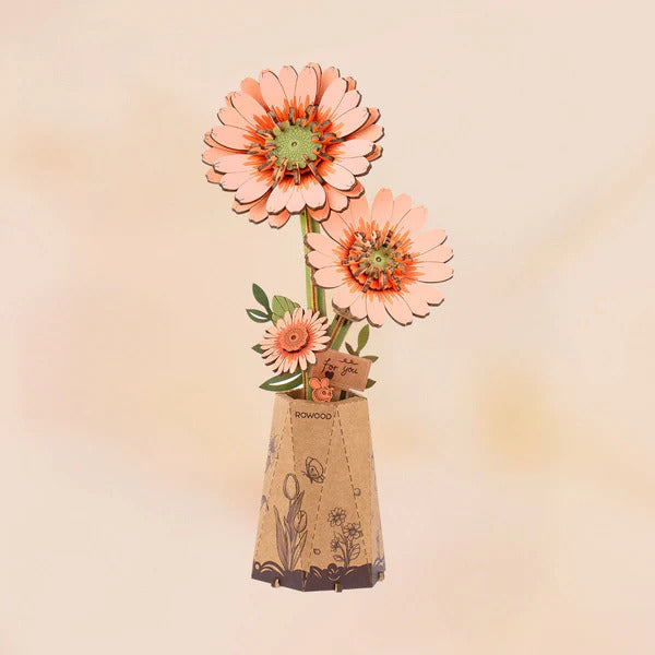3D Wooden Puzzle - Light Orange Gerbera