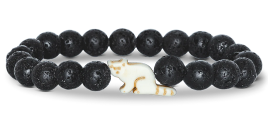 Animal Tracking Bracelet - Red Panda - Lava Stone