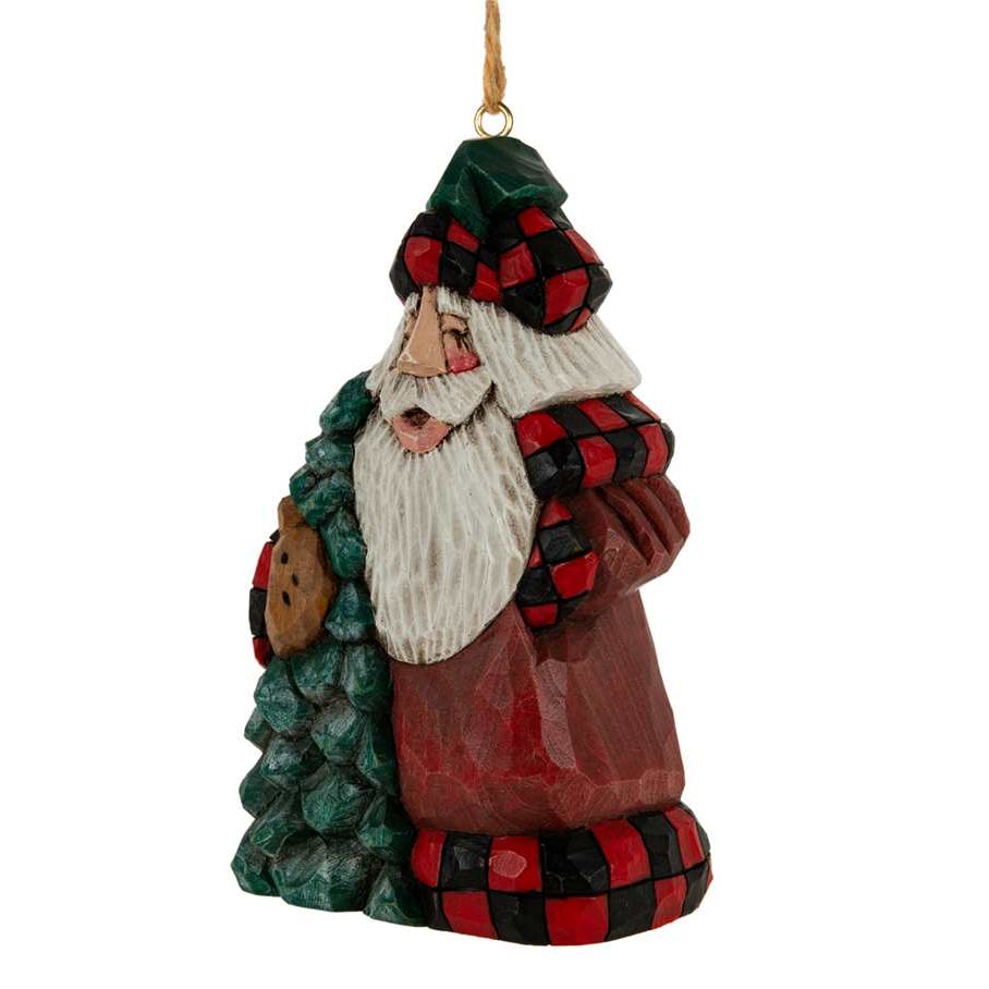 Ornament - Cottage Carvings -  Pine Tree Santa