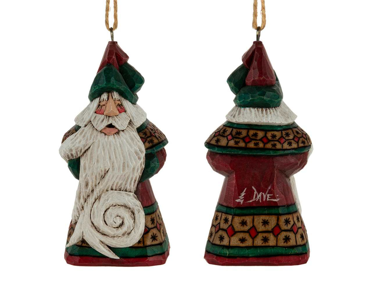 Ornament - Cottage Carvings -  Curly Cue Santa