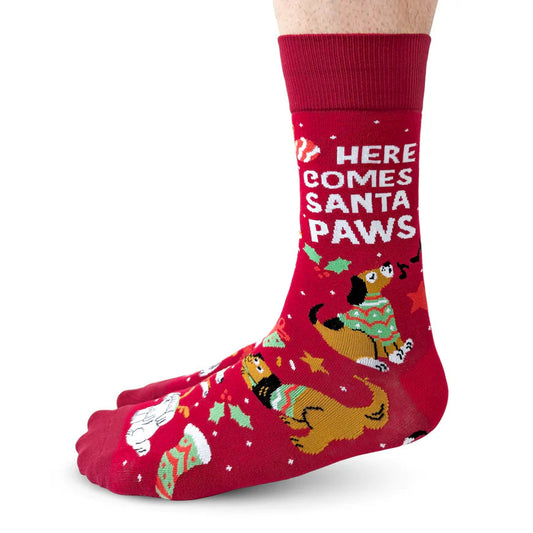 Socks - Large Crew - Santa Paws