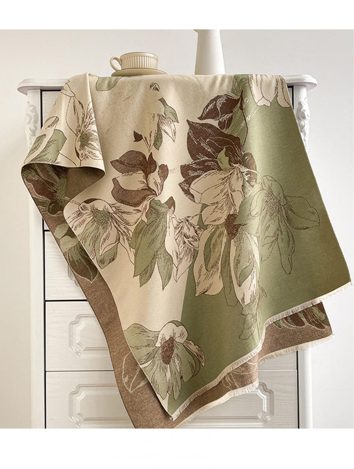 Scarf - Floral - Green/Brown