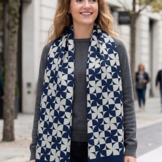 Scarf - Pin Wheel - Navy