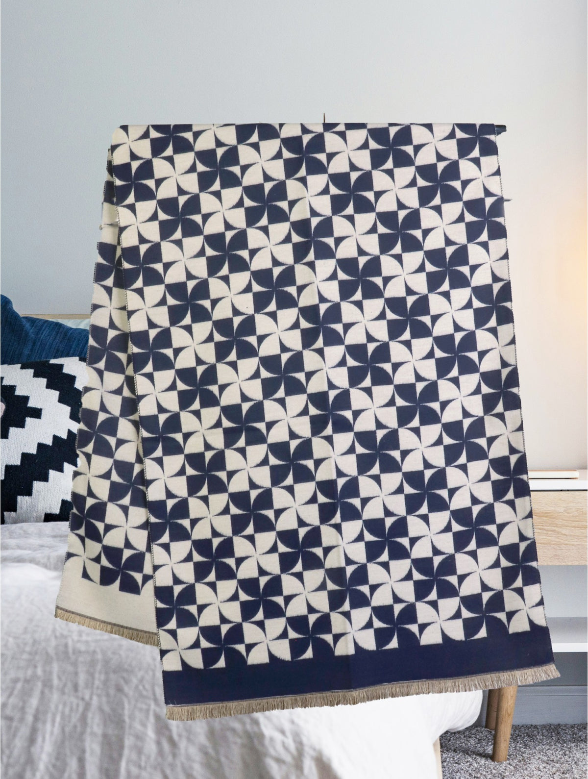 Scarf - Pin Wheel - Navy