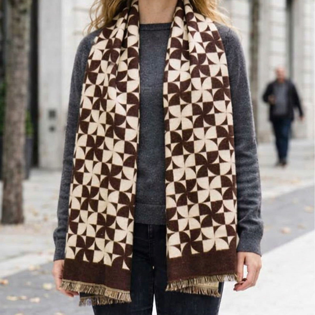 Scarf - Pin Wheel - Brown