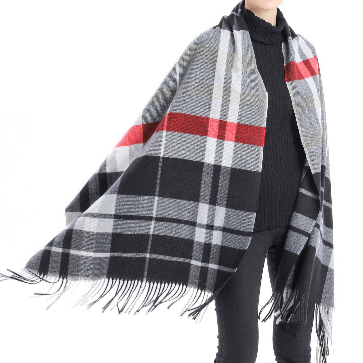 Scarf - Soft - Plaid Black