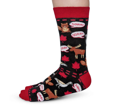 Socks - Small Crew - Sorry Canadian Animals
