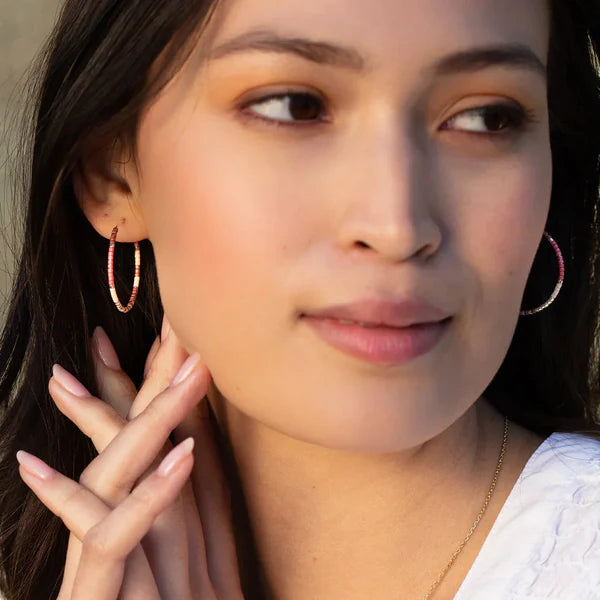 Hoop Earrings - Miyuki Beads - Desert Blue