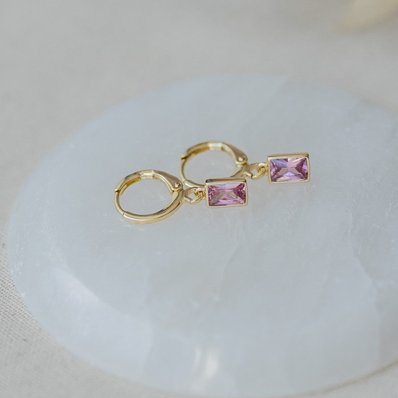 Hoop Earrings - Shine Pink - Gold