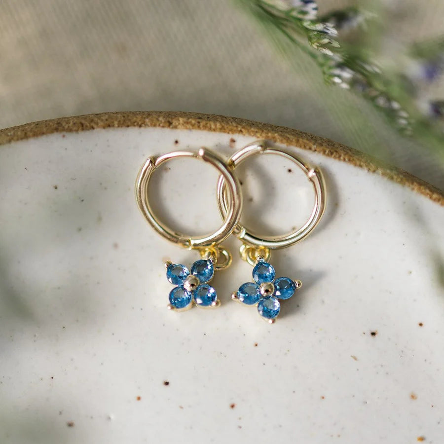 Hoop Earrings - Twila Sky Blue - Gold