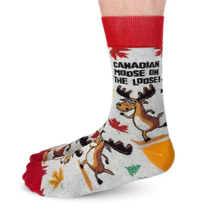 Socks - Large Crew - Canadian Moose On The Loose