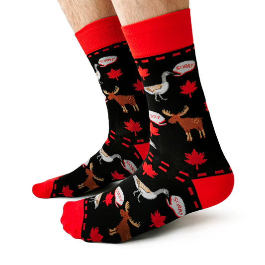 Socks - Large Crew - Sorry Canadian Animals