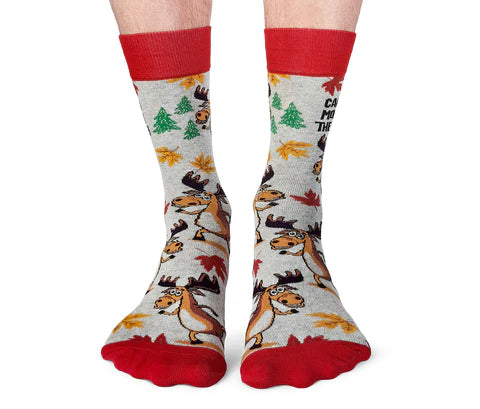 Socks - Large Crew - Canadian Moose On The Loose