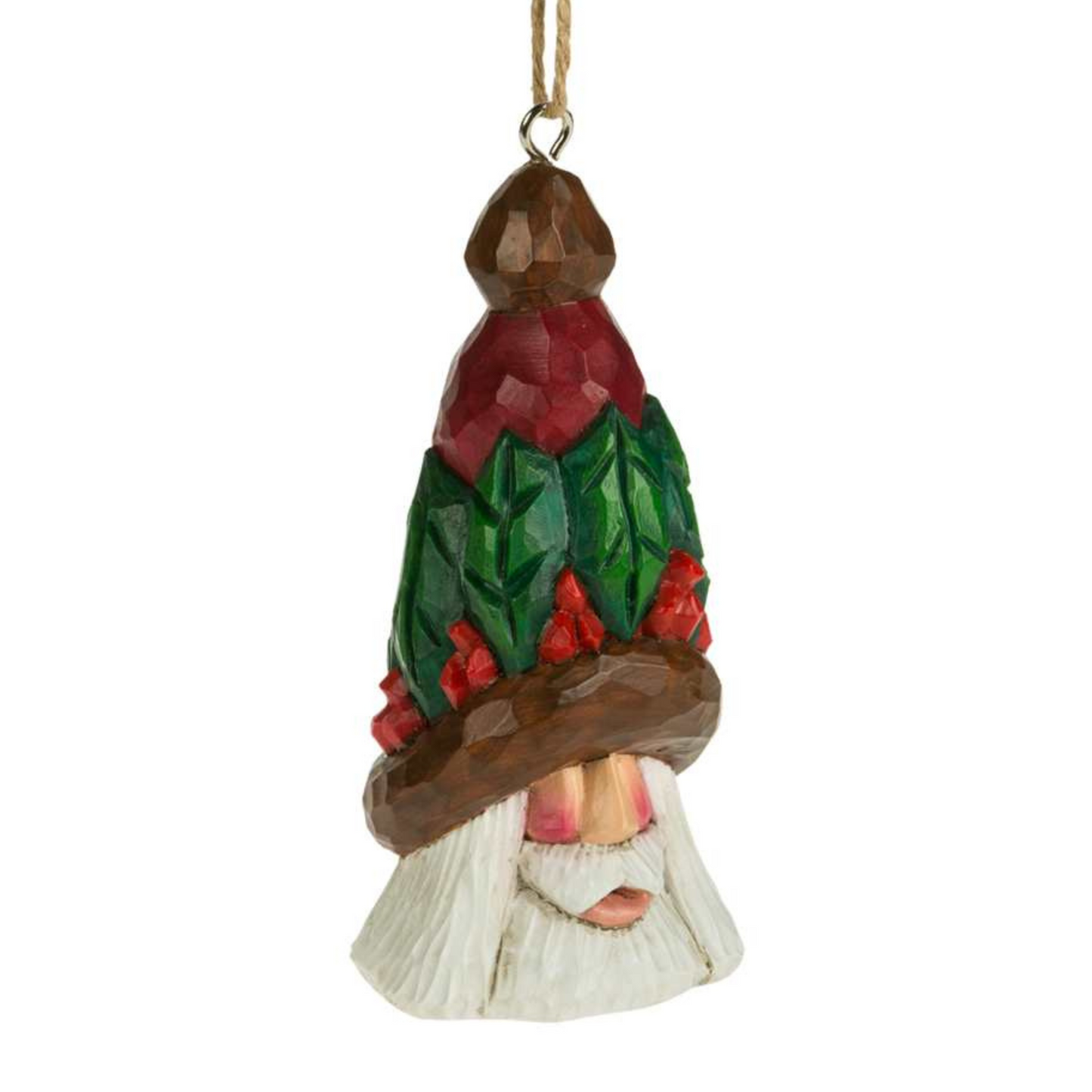 Ornament - Cottage Carvings - Holly Trimmed Hat