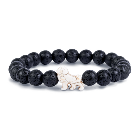 Animal Tracking Bracelet - Excursion Lion - Lava Stone