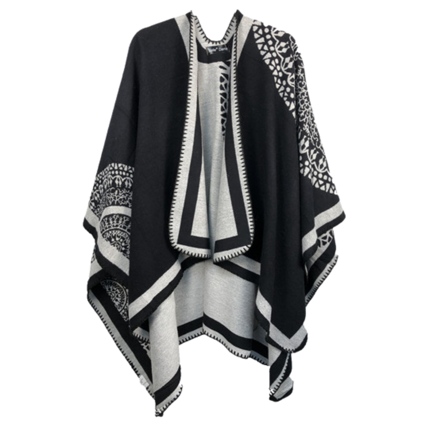 Cape - Medallion Motif - Black & White