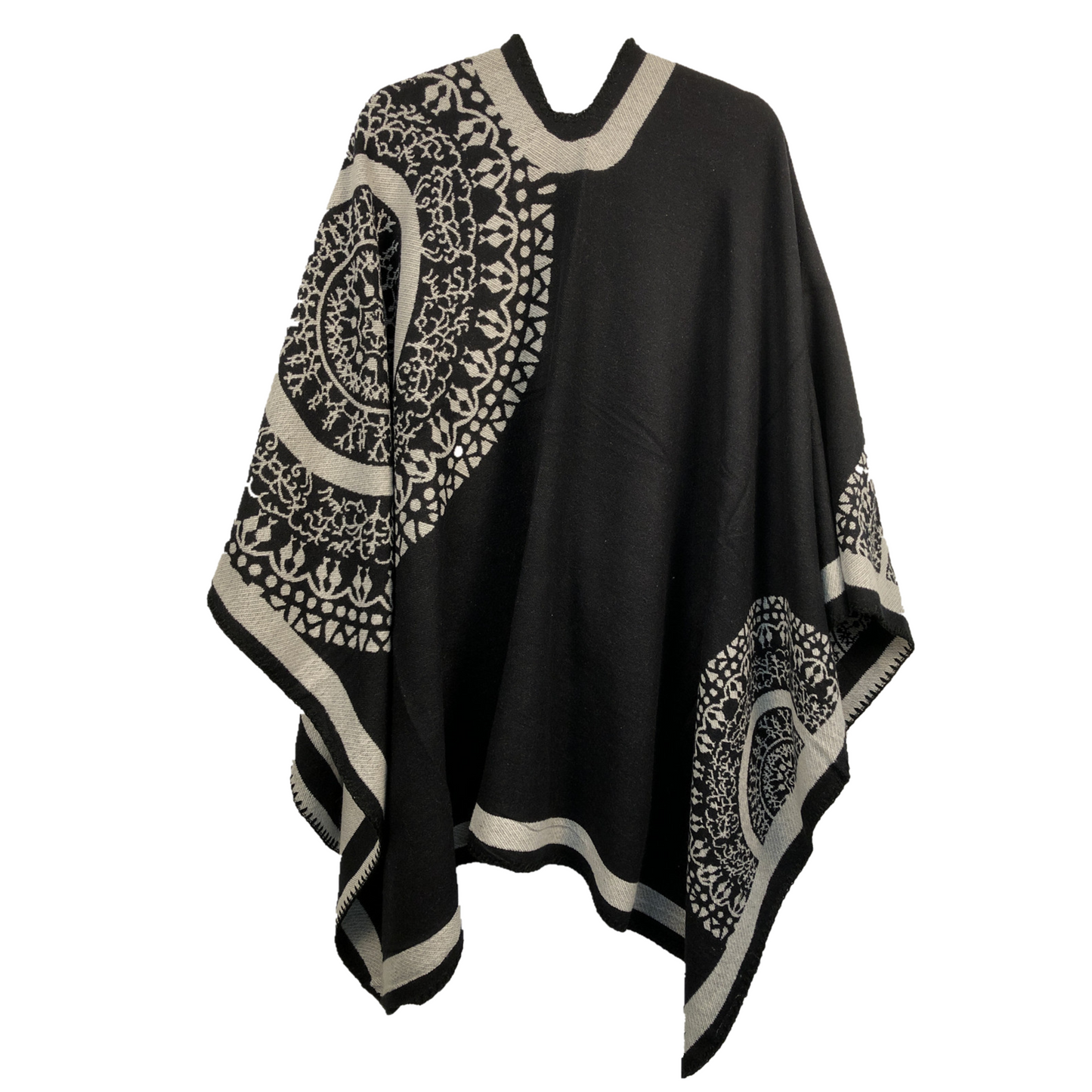 Cape - Medallion Motif - Black & White