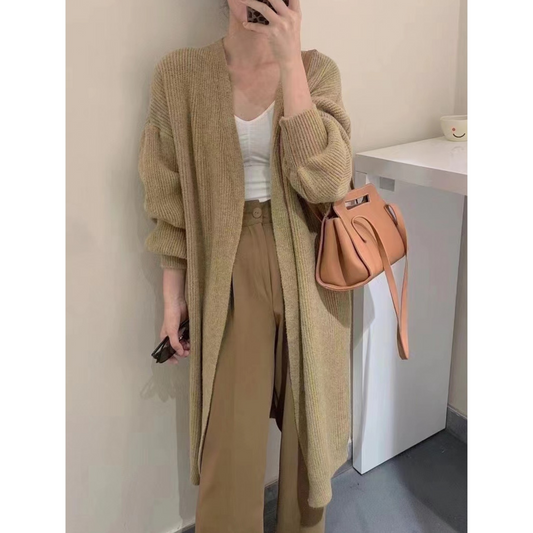 Knit Cardigan - Stretchy - Camel