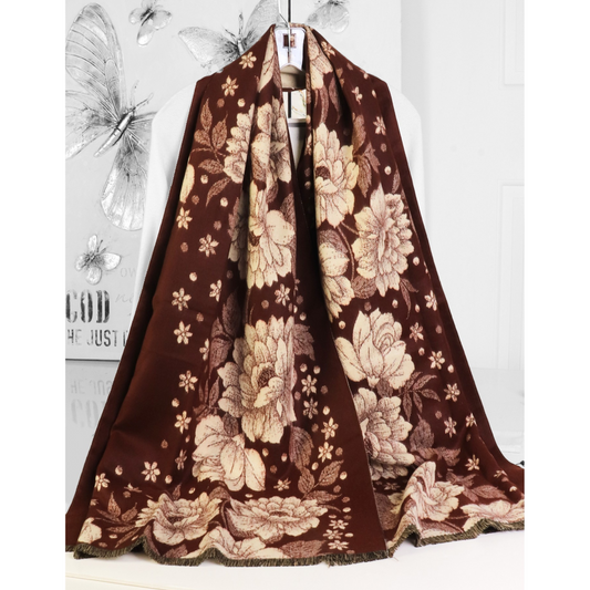 Scarf - Chrysanthemum - Coffee Brown