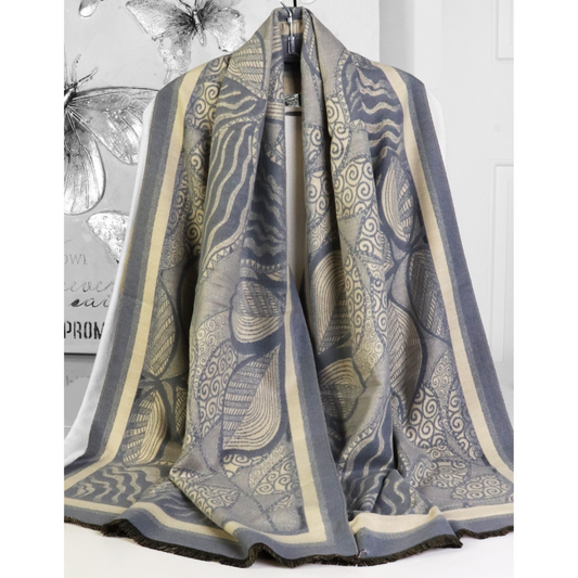 Scarf - Leaves - Grey