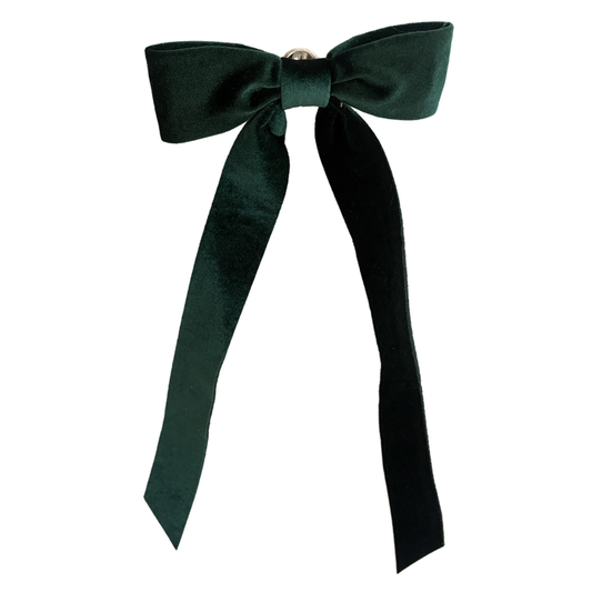 Bow Clip - Velvet Dark Green - 15 x 6.5"