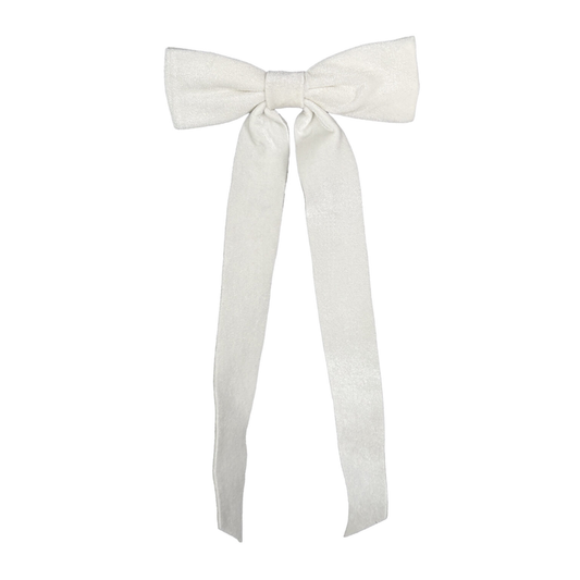 Bow Clip - Velvet White - 15 x 6.5"