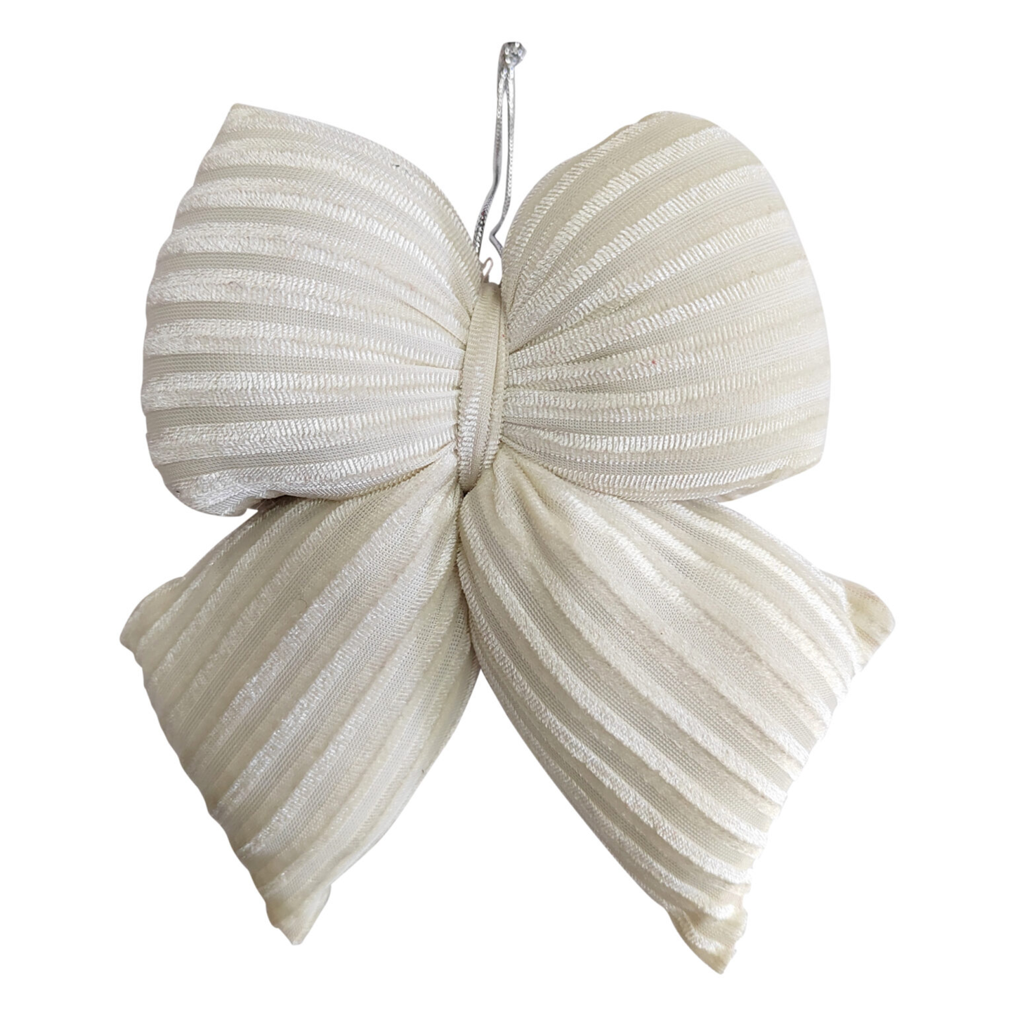 Ornament - Velvet Plush Bow - White 5 x 7"