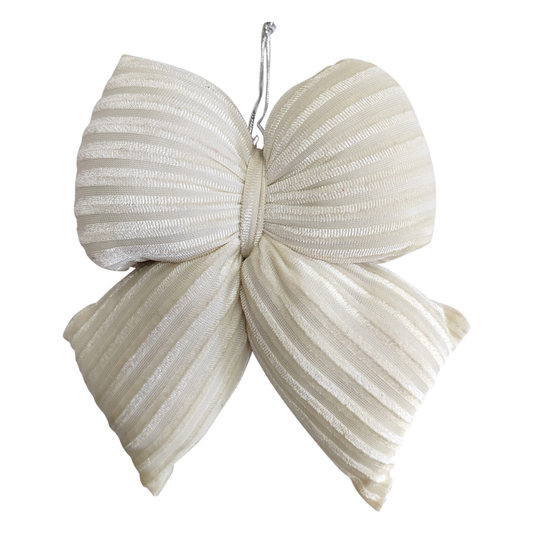 Ornament - Velvet Plush Bow - White 5 x 7"