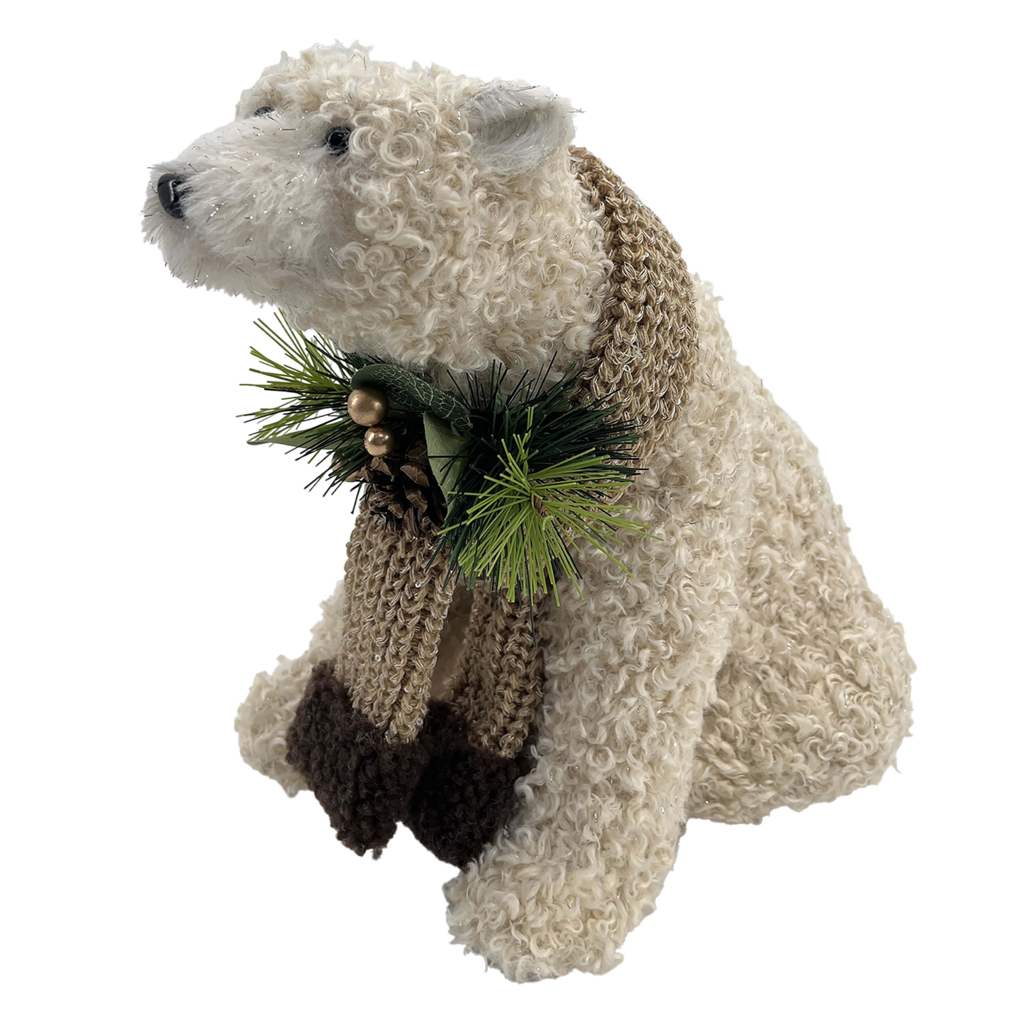 Decor Piece - Sitting Sherpa Polar Bear - 10"