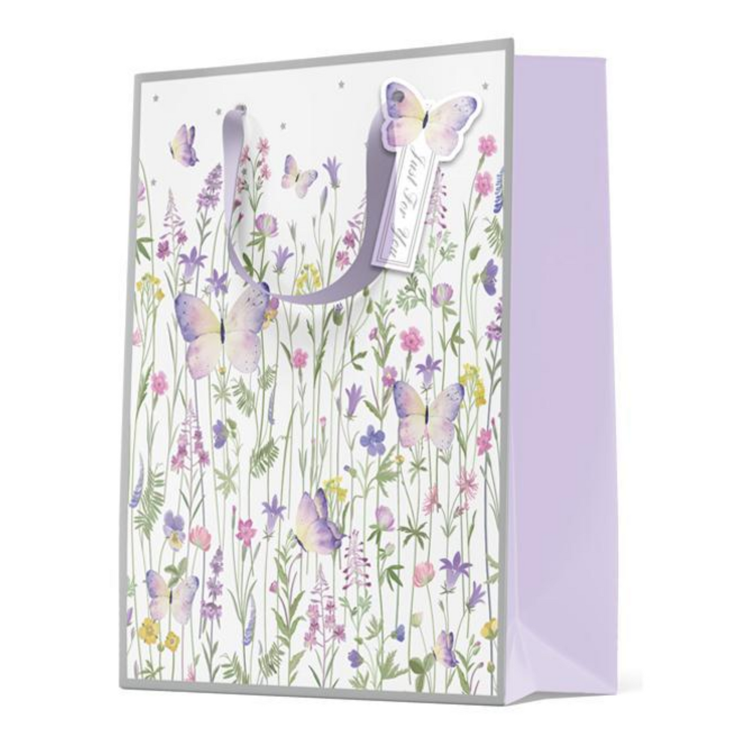 Large Gift Bag - Purple Butterfly Garden - 12.75"