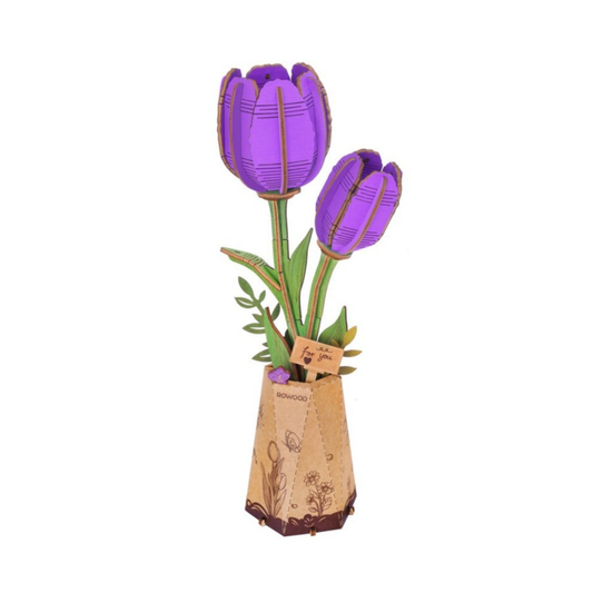 3D Wooden Puzzle - Flower - Purple Tulip