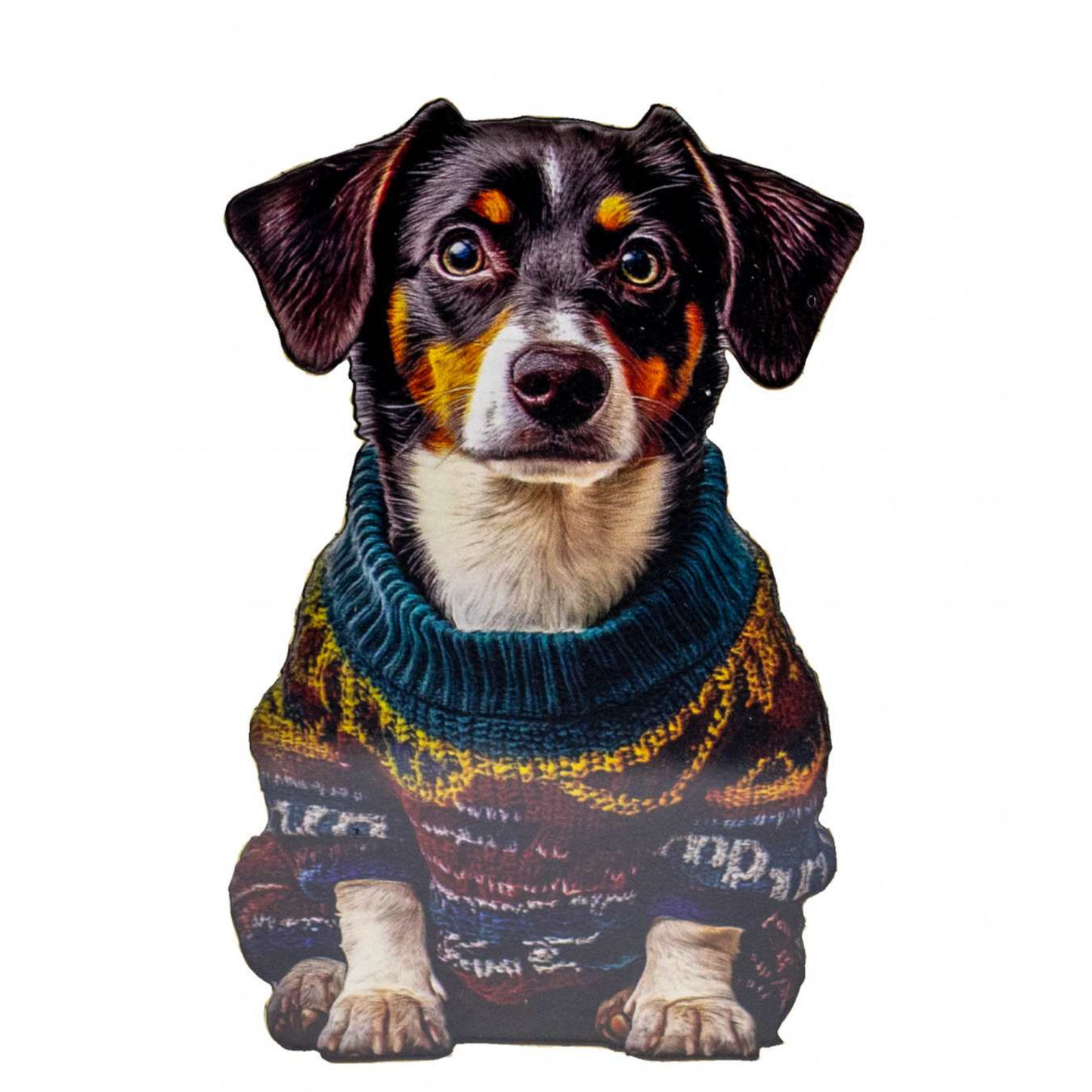 Puzzle - Wooden Dog in Sweater - 201 Pieces