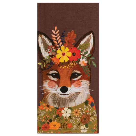 Tea Towel - Dual Purpose - Floral Fox