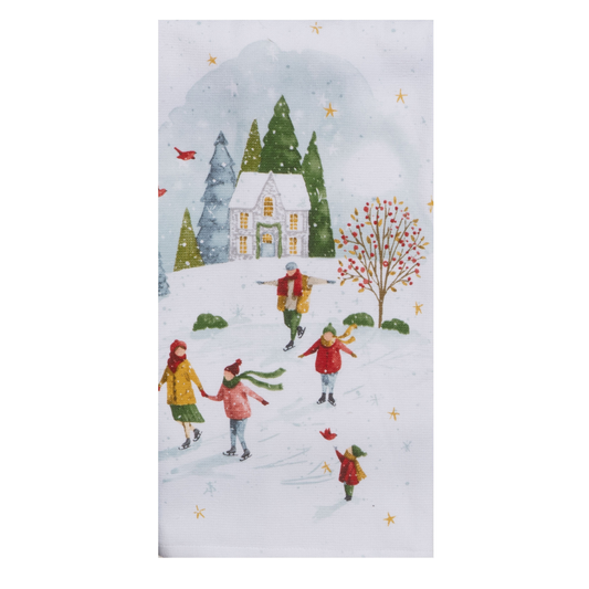 Tea Towel - Dual Purpose - Skating Winterland