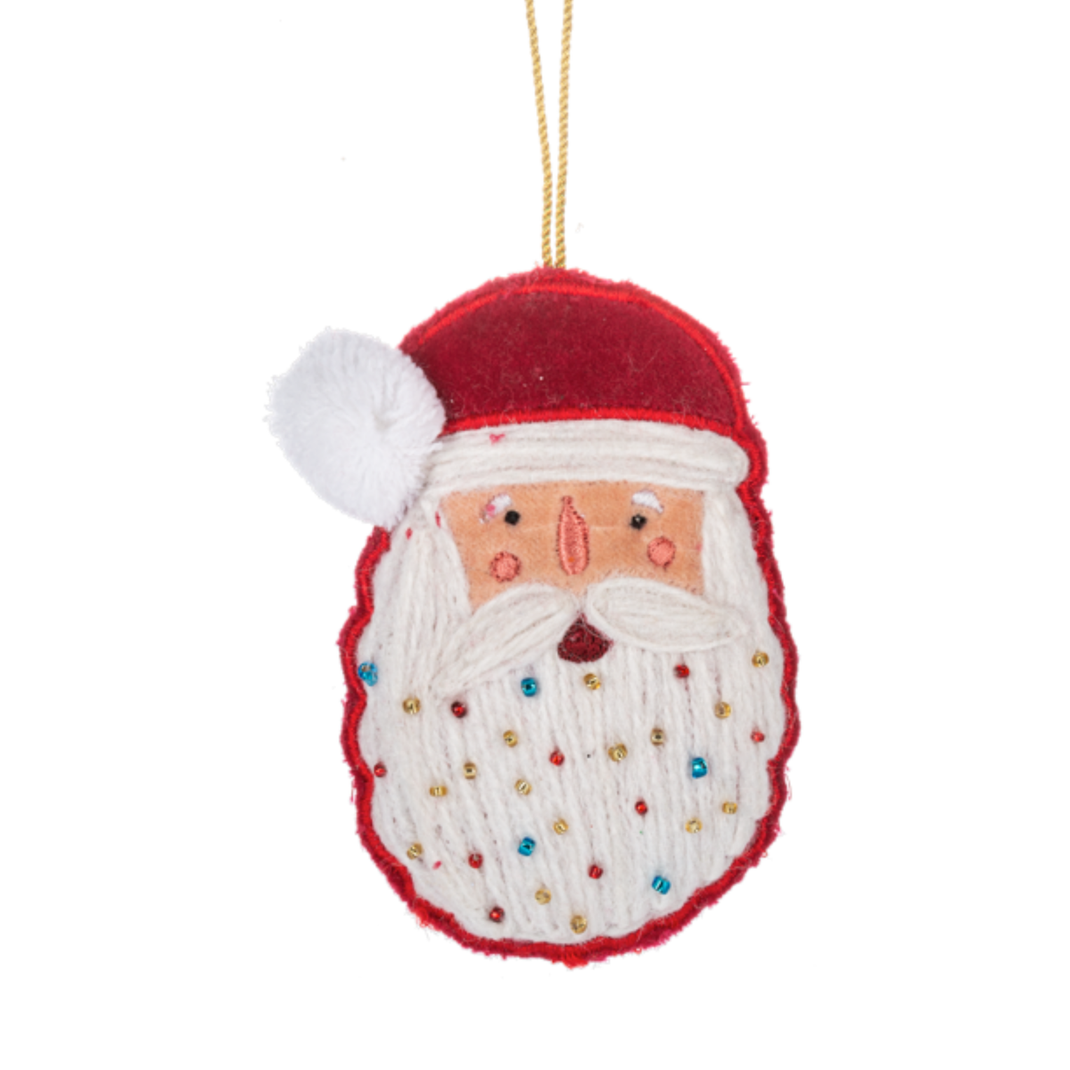 Ornament - Beaded - Santa Face
