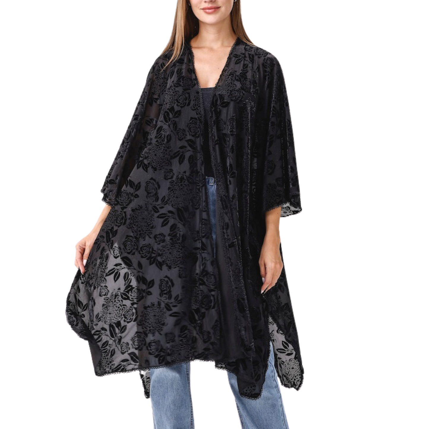 Kimono - Floral - Black