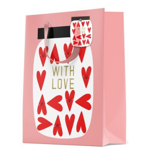 Medium Gift Bag - With Love Hearts - 9"