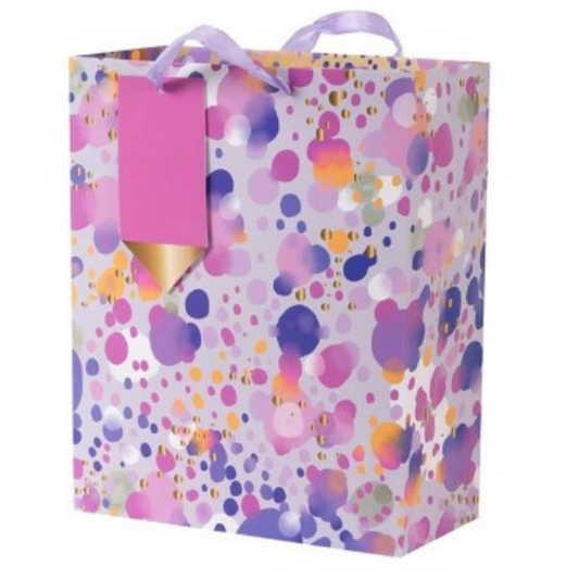 Medium Gift Bag - Pink Dots - 9"