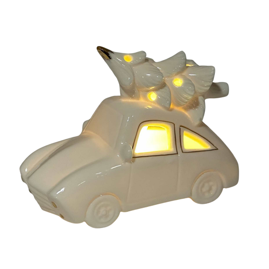 LED Decor - Porcelain Car With Tree