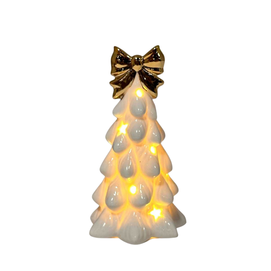 LED Decor - Tree with Gold Bow - Small 5"