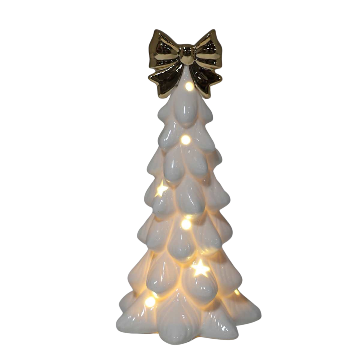 LED Decor - Tree with Gold Bow - Large 8"
