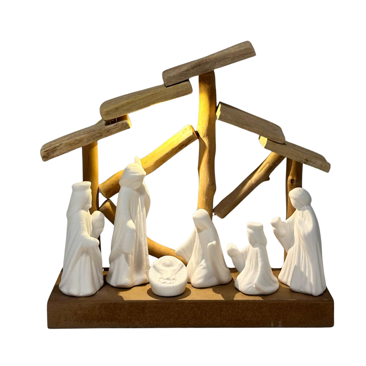 LED Decor - Nativity Scene - Wood & Ceramic