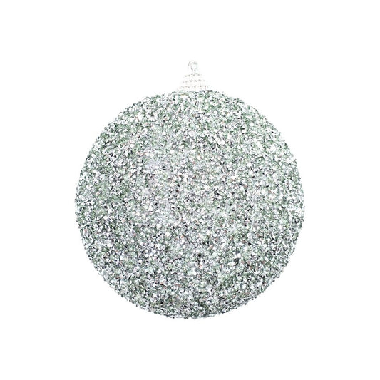 Ornament - Beads & Glitter Ball - Mint 4"