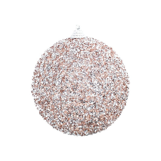 Ornament - Beads & Glitter Ball - Pink 4"