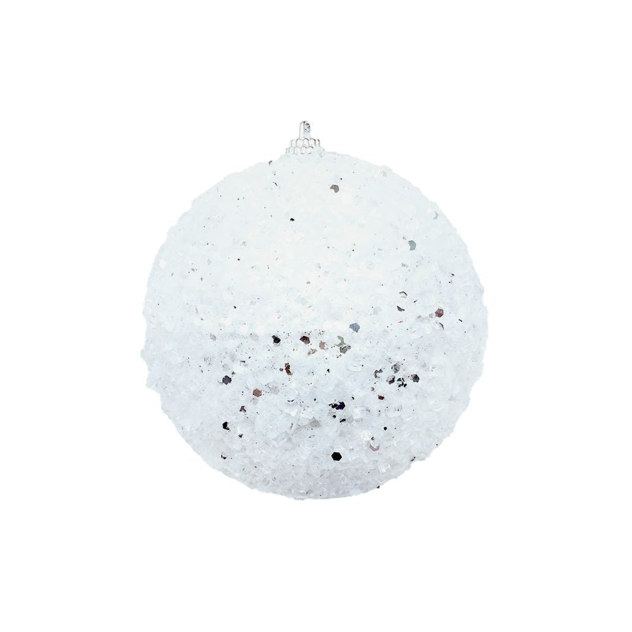 Ornament - Sequins & Glitter - White 4"