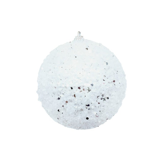 Ornament - Sequins & Glitter - White 4"