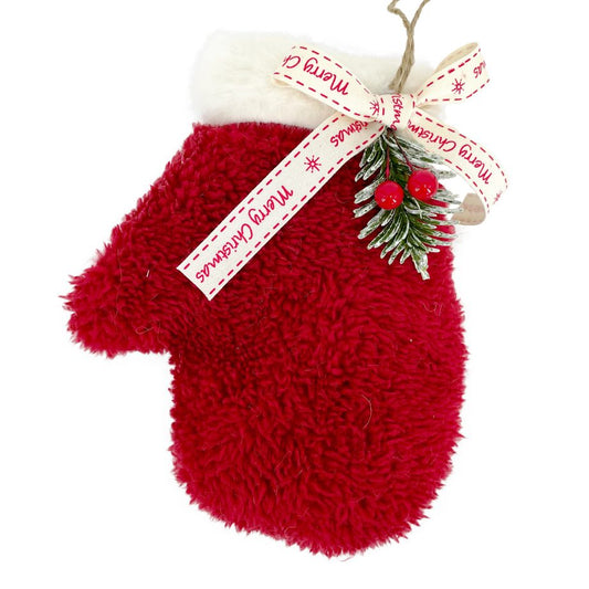 Ornament - Fleece Red Mitten - 8"