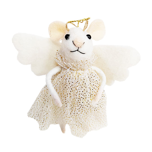 Ornament - Felt Mouse - Angel 5"
