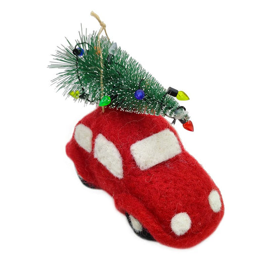 Ornament - Felt - Car with Tree