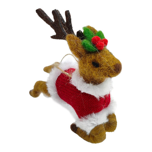 Ornament - Felt Reindeer - Leaping